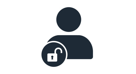 A dark blue silhouette of a person with an unlocked padlock symbol on their chest © grvect02