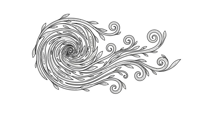 Elegant baroque rococo swirl flourish vector design element. Intricate floral acanthus scroll ornament line art illustration.