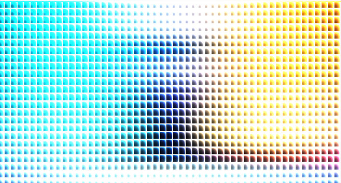 Graduated dot pattern with blue, white, and yellow tones