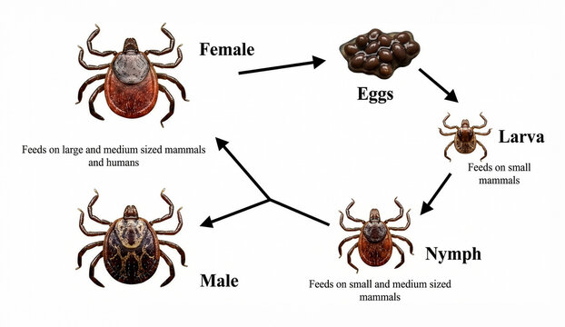 Tick life cycle infographic.