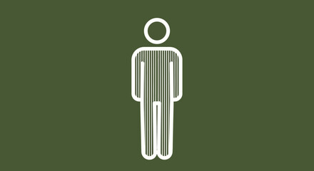 A simple white pictogram of a person stands out against a solid olive green background © grvect02