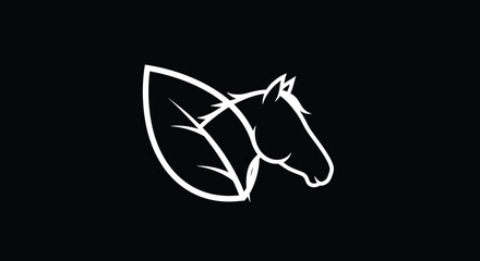 A striking white line drawing depicts a horse s head cleverly integrated within the shape of a leaf © grvect02