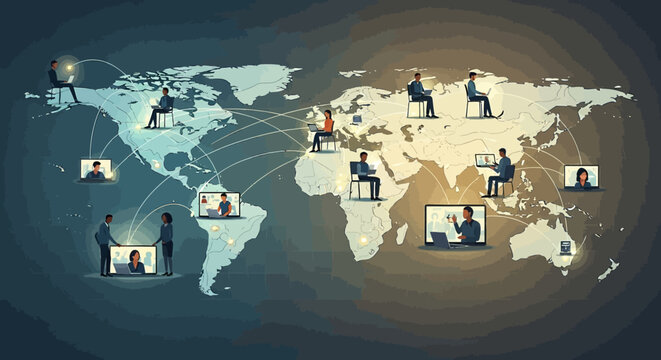 Global Remote Work and Online Collaboration Across Continents.