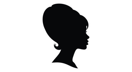 A striking black silhouette depicts the profile of a woman with an elegant updo hairstyle © grvect02