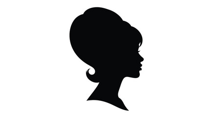 A striking black silhouette depicts the profile of a woman with an elegant voluminous hairstyle © grvect02