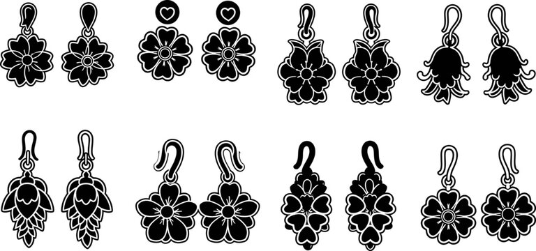Floral earrings collection set eps jewelry fashion accessories for elegant female styling.