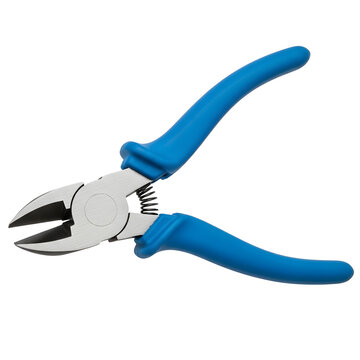 Blue wire cutters on black background isolated on transparent background