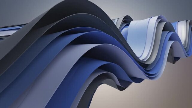Abstract flowing blue and grey waves creating a dynamic background.