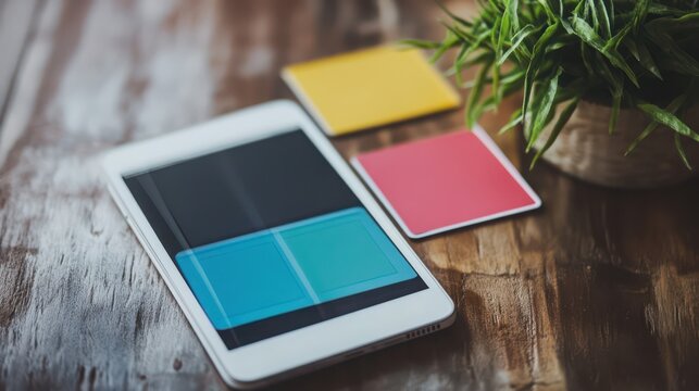 Digital flashcards on tablet for language learning at home