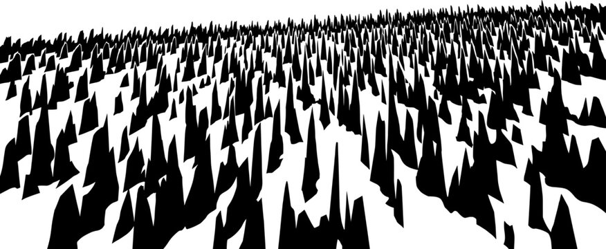 Field of sharp snow penitentes in high altitude landscape