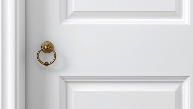 Elegant White Door with Brass Knob and Simple Design Elements