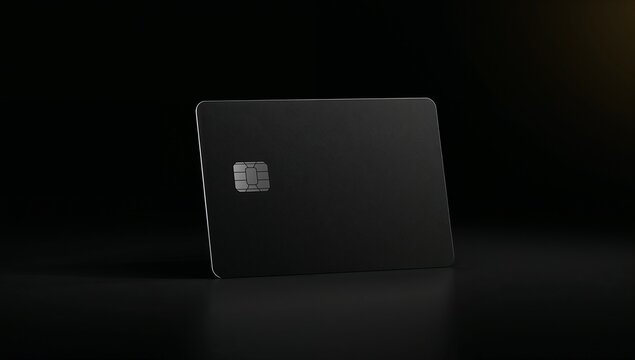 Black Credit Card on Dark Background with Subtle Lighting Effects