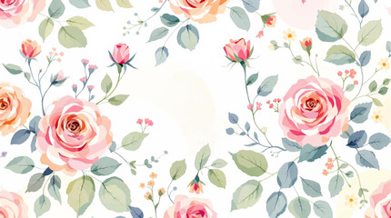 Fototapeta premium Elegant flower frame with gentle pastel botanical elements