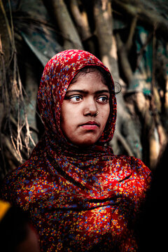 Young Girl Watching from the Margins, Uninvited
