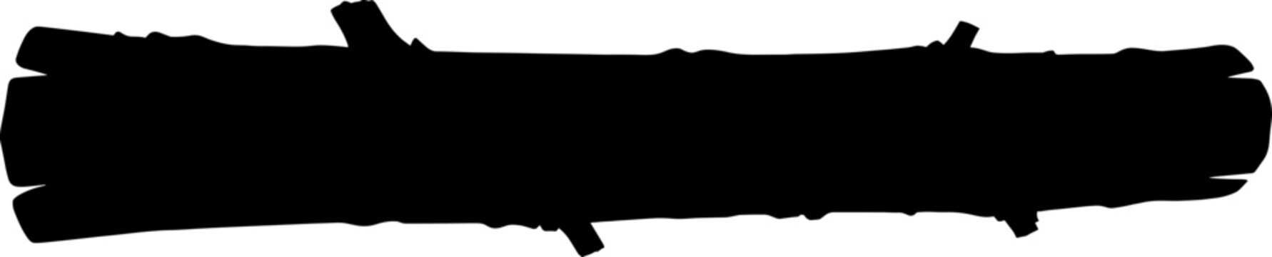 Horizontal fallen tree log silhouette with small broken branches