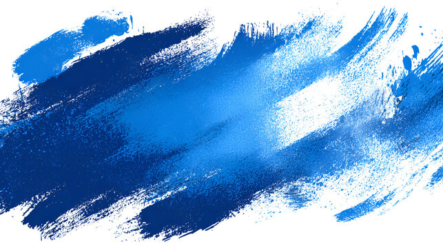 Dynamic diagonal blue brush stroke banner background. Hand drawn vector grainy brush stroke texture. Distress damaged edge vintage template with squiggle or expressive abstract bold smears.