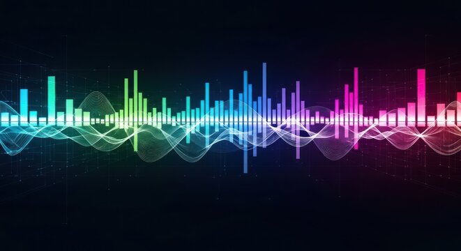 Colorful sound waves and audio visualizer