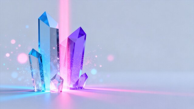 Colorful glowing crystal formations
