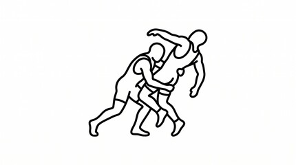 Fototapeta premium Wrestling Takedown Action Line Icon