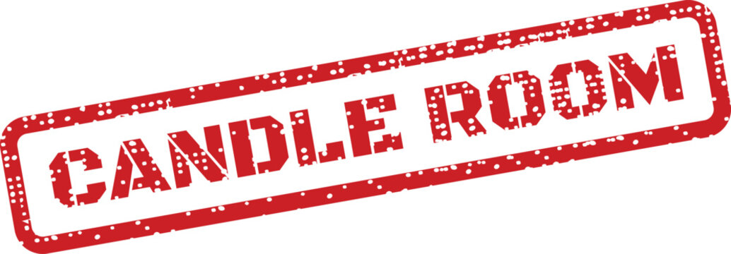 Distressed rectangular rubber stamp effect displaying the words CANDLE ROOM in bold lettering for various applications