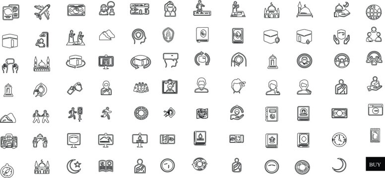 Enhance your design projects with this premium Umrah & Hajj icons set.Perfect for websites, apps, presentations, and print materials. Fully scalable & editable vector files ensure high-quality result.
