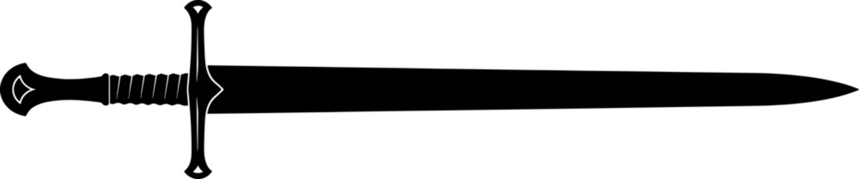 Medieval longsword silhouette with crossguard and pommel
