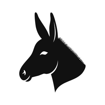 Silhouette of a donkey head profile against a clean white backdrop
