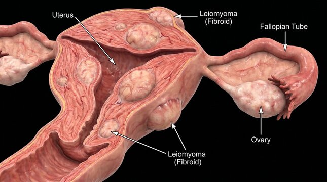 Realistic Human Uterus Fibroids and Leiomyoma Anatomy
