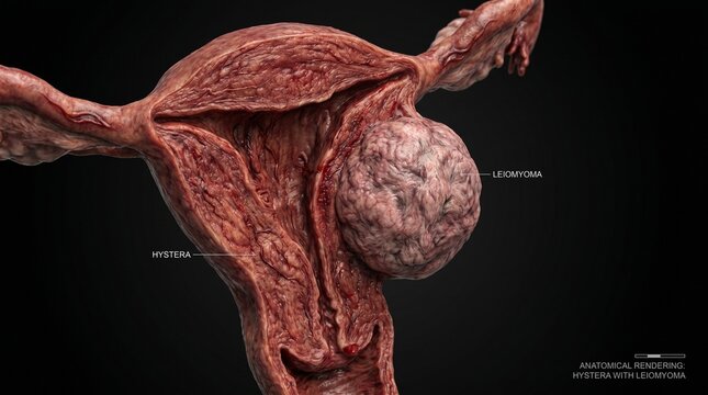 Realistic Human Uterus Fibroids and Leiomyoma Anatomy