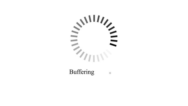 Buffering black circle icon animation on white background. Charging upload download loading bar footage.Buffering and buffering icon animation, Loading circle icon animation.