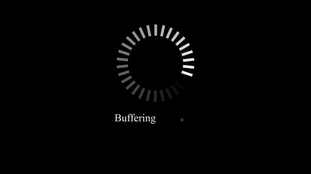 Buffering white circle icon animation on black background. Charging upload download loading bar footage.Buffering and buffering icon animation, Loading circle icon animation.