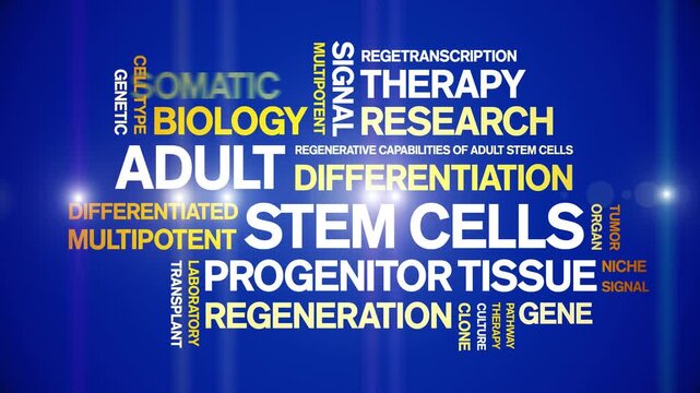 Adult Stem Cells animated word cloud-text design animation tag kinetic typography seamless loop.