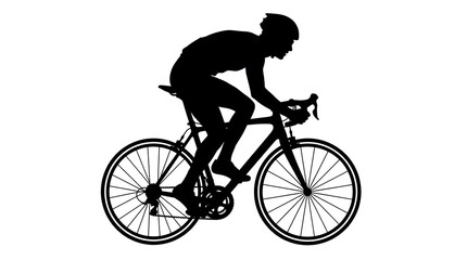 Obraz premium cyclist riding mountain bike silhouette against white background for fitness and sports concept