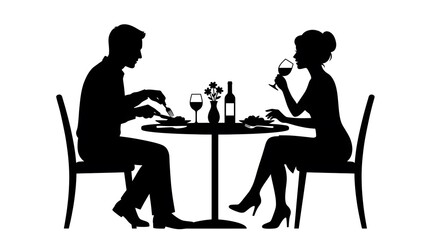 Fototapeta premium romantic couple enjoying wine dinner at elegant restaurant in soft lighting silhouette