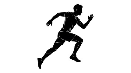 Obraz premium silhouette of athlete sprinting in dynamic motion against white background for sports and fitness concept