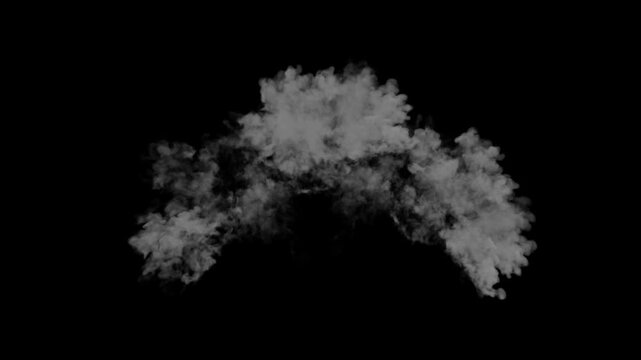 Fire flame smoke bomb explosion loop Animation video with alpha channel. Looping video animation, cartoon explosion, element effect moving on black screen background