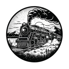 Vintage steam locomotive engine train. © khajar