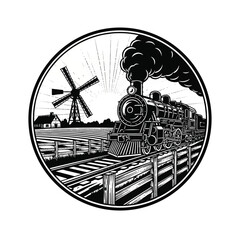 Vintage steam train engine locomotive. © khajar