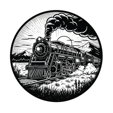 Vintage steam locomotive engine train.
