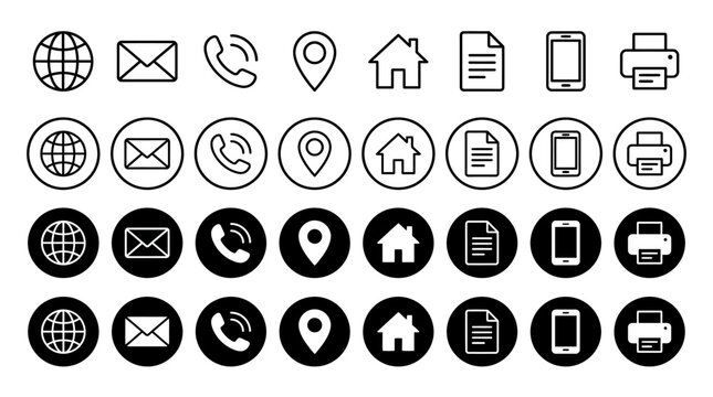 A collection of various icons depicting communication and navigation symbols on a white background.