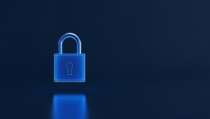 Fototapeta premium Transparent Digital Lock on Dark Background with Soft Reflection