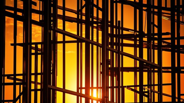 girder. Industrial steel structure under construction, architectural elements with clean lines. real-estate listings.