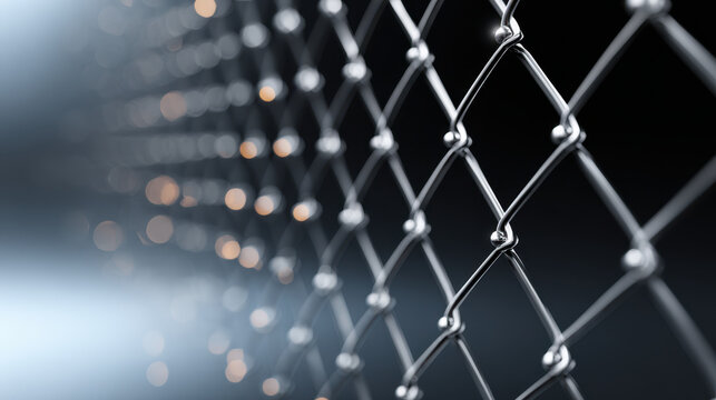 Chain link fence metal pattern close up with blurred background and bokeh light artificial intelligence large language models llm