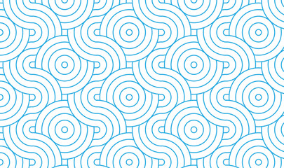 Obraz premium Seamless Light Blue Geometric Wave Pattern - Modern Abstract Concentric Circle Background with Cool Blue Tones for Tech Branding, Corporate Wellness, and Minimalist Digital Art Design 