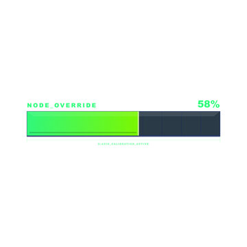 Mode override progress bar, 58 percent complete, green and dark gray gauge