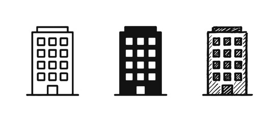 Modern Office Building and Apartment Tower Icons © ICONS FOR YOU