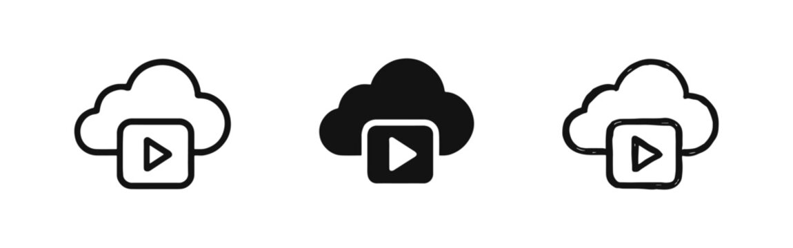 Cloud Computing Video Player and Streaming Icons