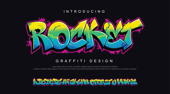 Rocket, editable text style effect with gradient colors, fit for street art theme.
