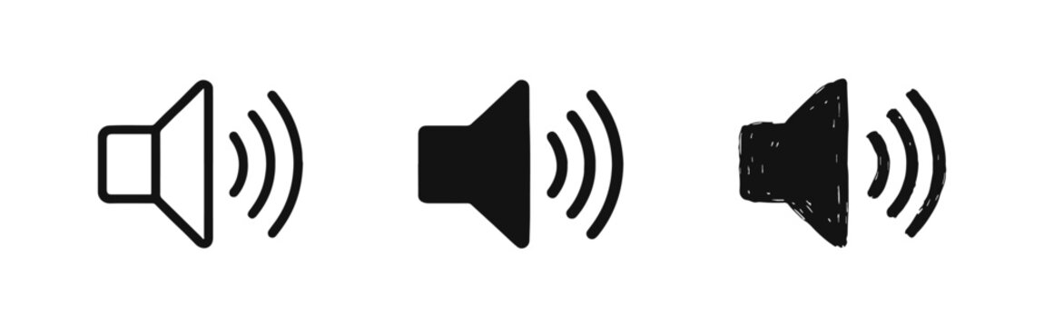 Speaker icon set for volume control and sound levels symbol