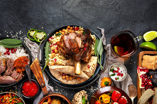 Various of Middle eastern or Arab dishes.